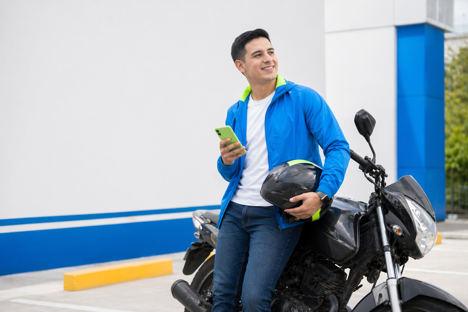 Motociclista listo para rodar con SOAT vigente
