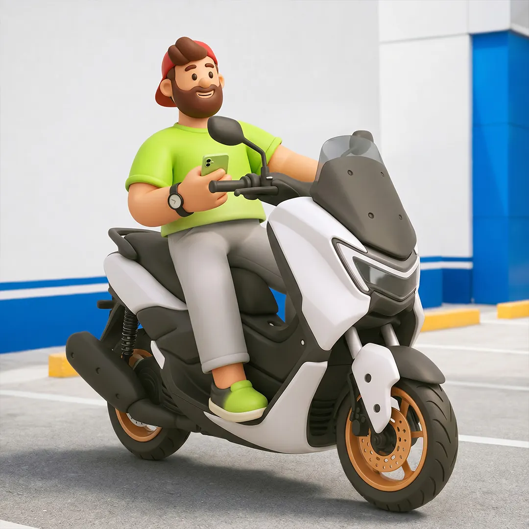 Motociclista comprando SOAT de moto a partir do seu celular