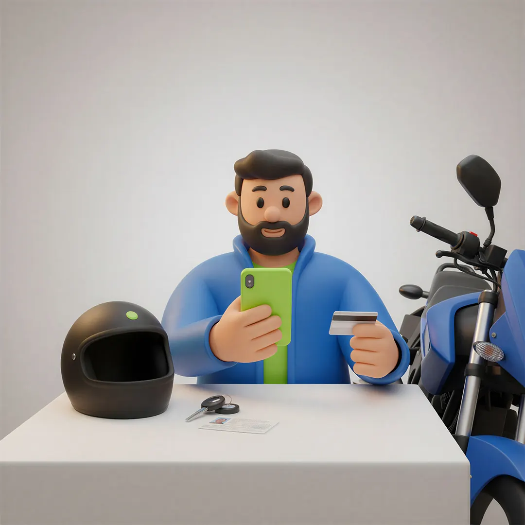 Casco, celular e documento listos para comprar SOAT de moto