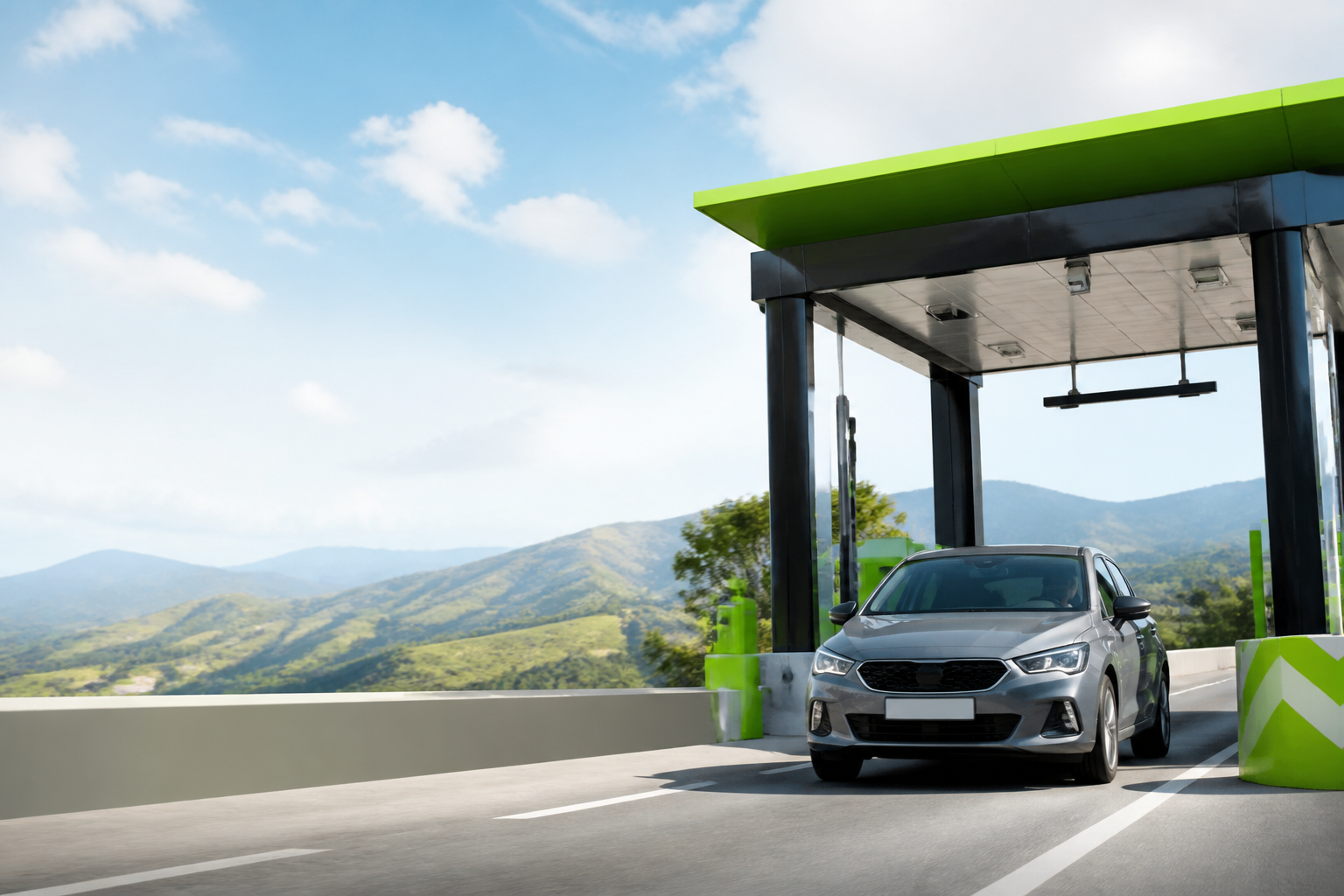 Carro pasando por un peaje electrónico en Colombia