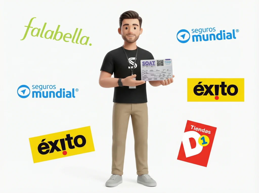 comprar soat presencialmente en puntos de venta falabella exito D1 y mas