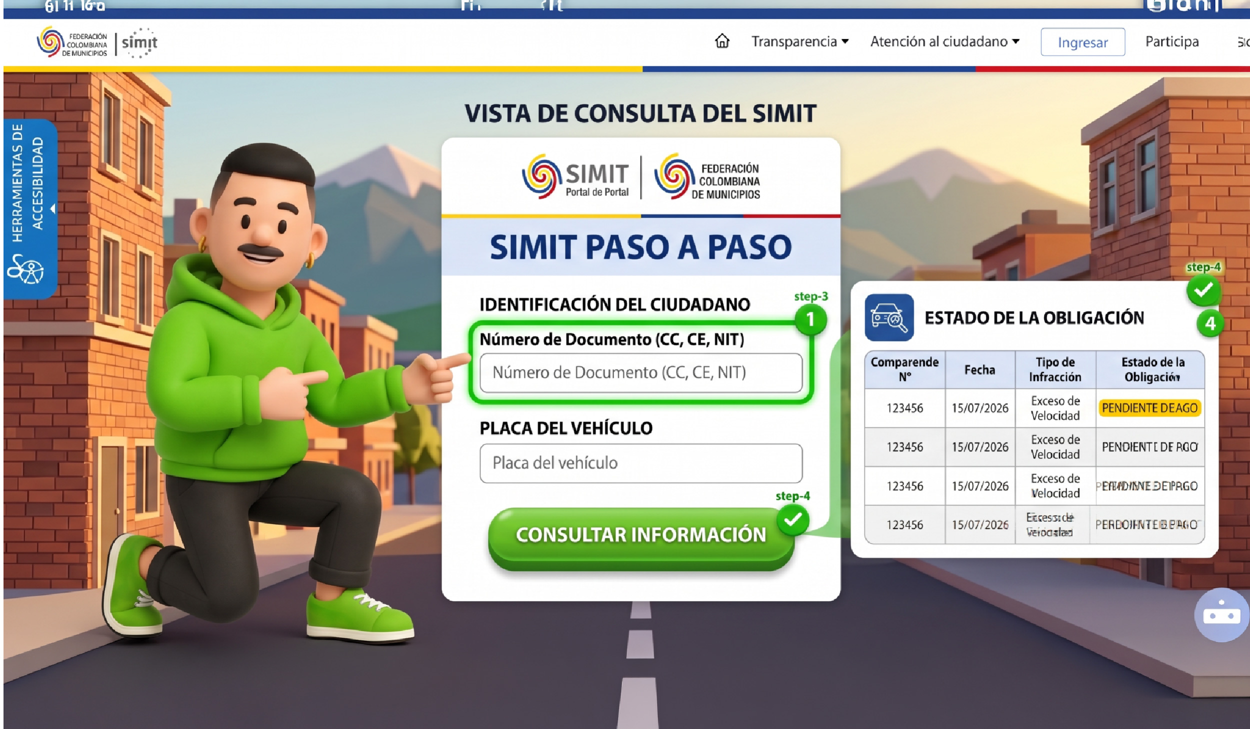 Pasos para consultar comparendos y multas por placa en el portal del SIMIT.