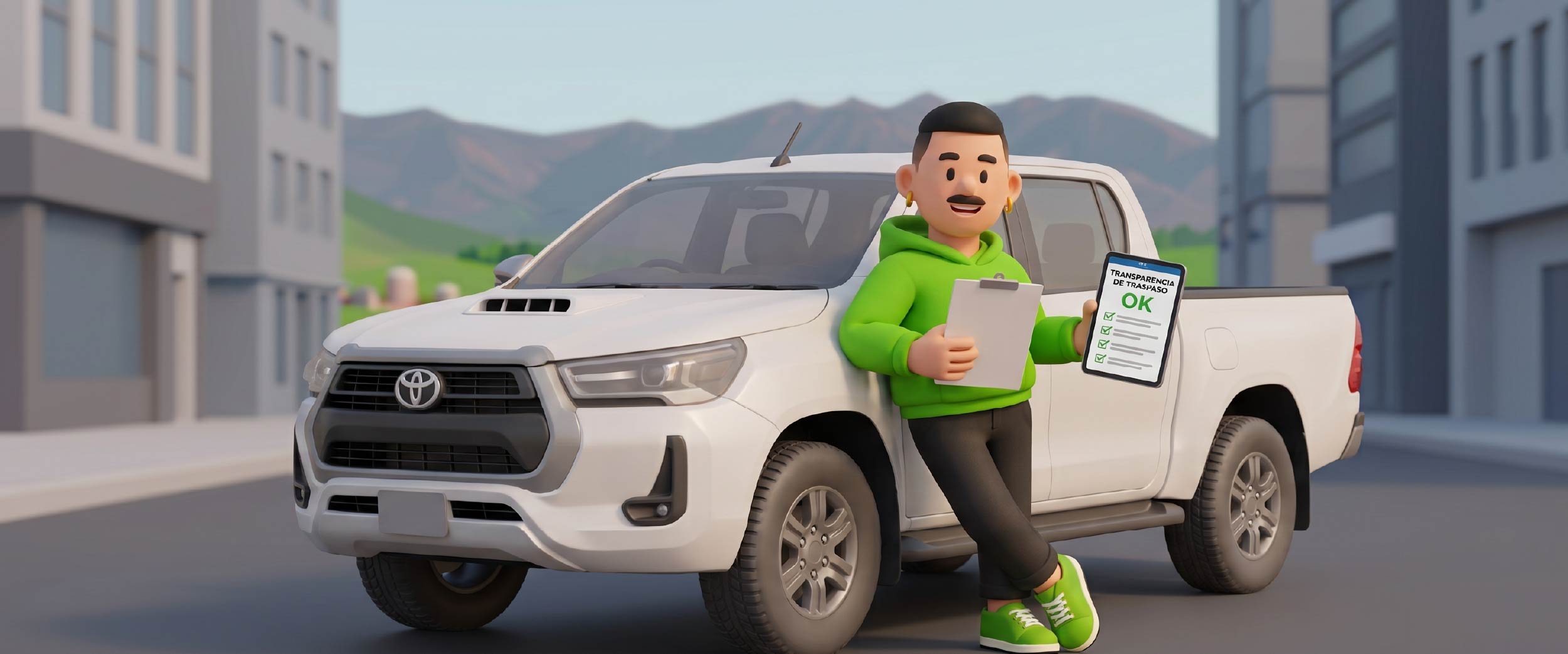 Documentos y pago seguros al comprar una camioneta usada en venta.