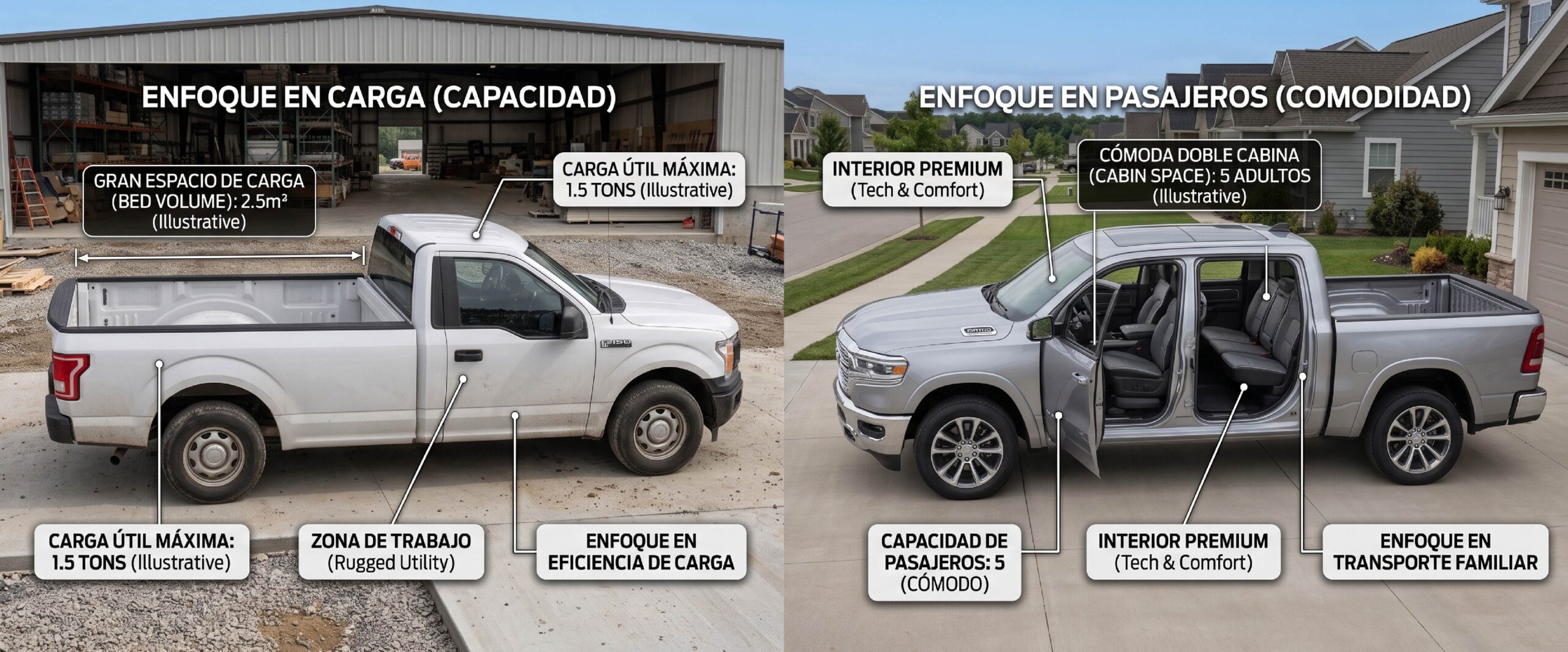  Cabina y capacidad al elegir una pick up usada en Colombia.
